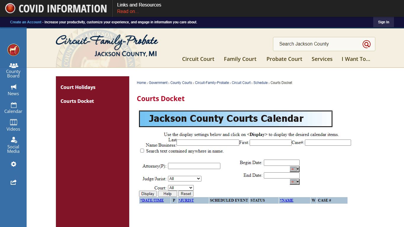 Courts Docket | Jackson County, MI